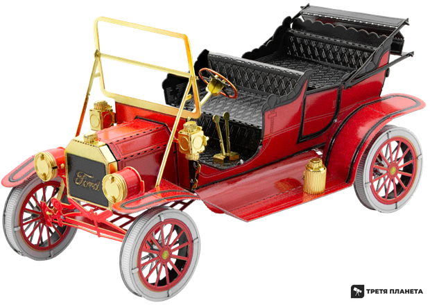 Металевий 3D конструктор "1908 Ford Model T, Червоний/Золото" MMS051C фото