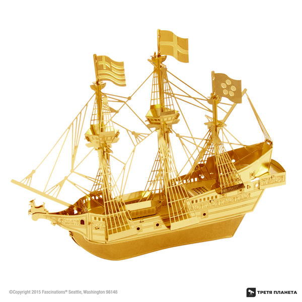 Металлический 3D конструктор "Корабль Golden Hind (золот.)" MMS049G фото